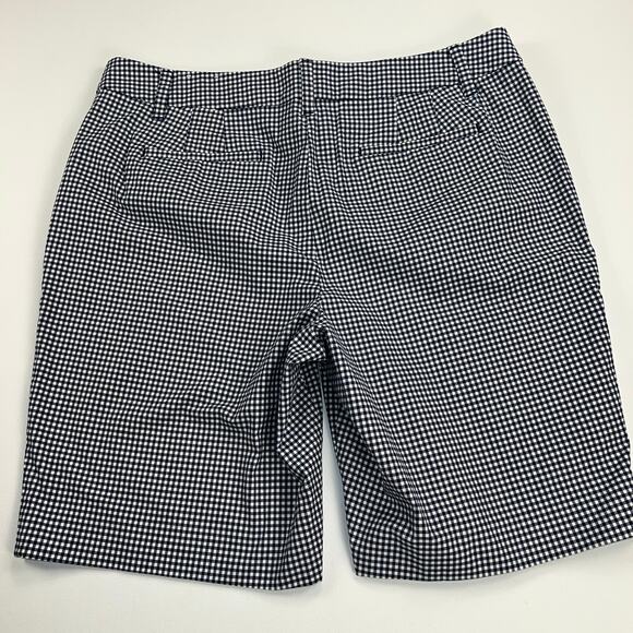 Talbots Perfect Short 10.5” Navy White Gingham Check Chino Shorts Size 14 - Picture 3 of 10
